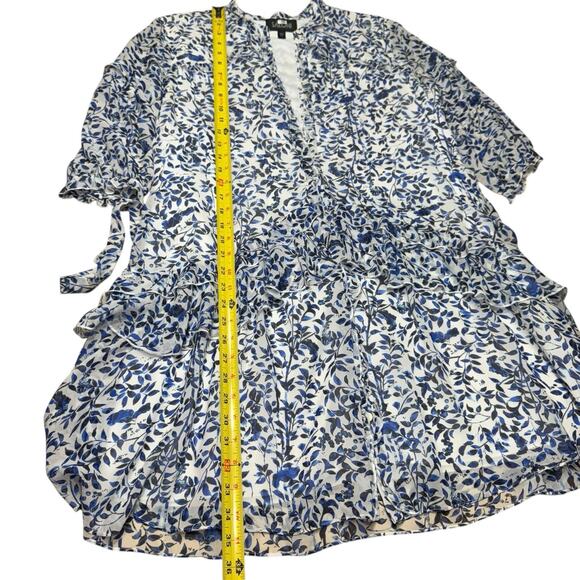 Saloni Tilly Ruffle Dress Blue Floral 100% Silk Sz 8 Whimsical Cottagecore - Picture 12 of 12